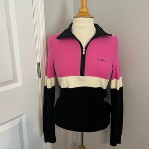 Lauren Ralph Lauren Pink/Black/Cream 1/2 Zip Pullover Sz S